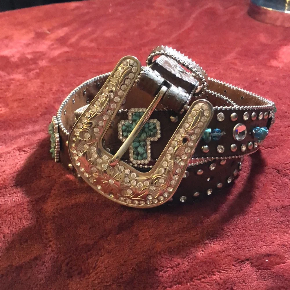 Turquoise Rhinestone Belt - Picture 2 of 10